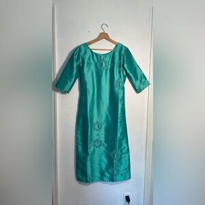 gorgeous turquoise churidar 3 piece set